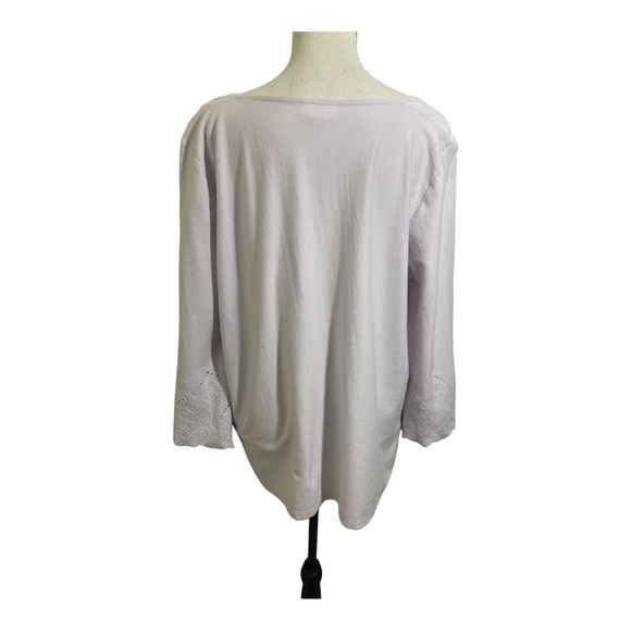 J.Jill womens square neck with eyelet embroidery. Blouse Light purple.Large - Picture 5 of 10